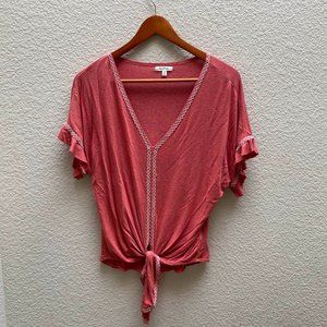 Max Studio Front Tie Coral Shirt Small